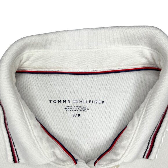 Tommy Hilfiger Women's White Polo Shirt Size S Preppy Y2K Flag Logo Classic Fit - Picture 3 of 10